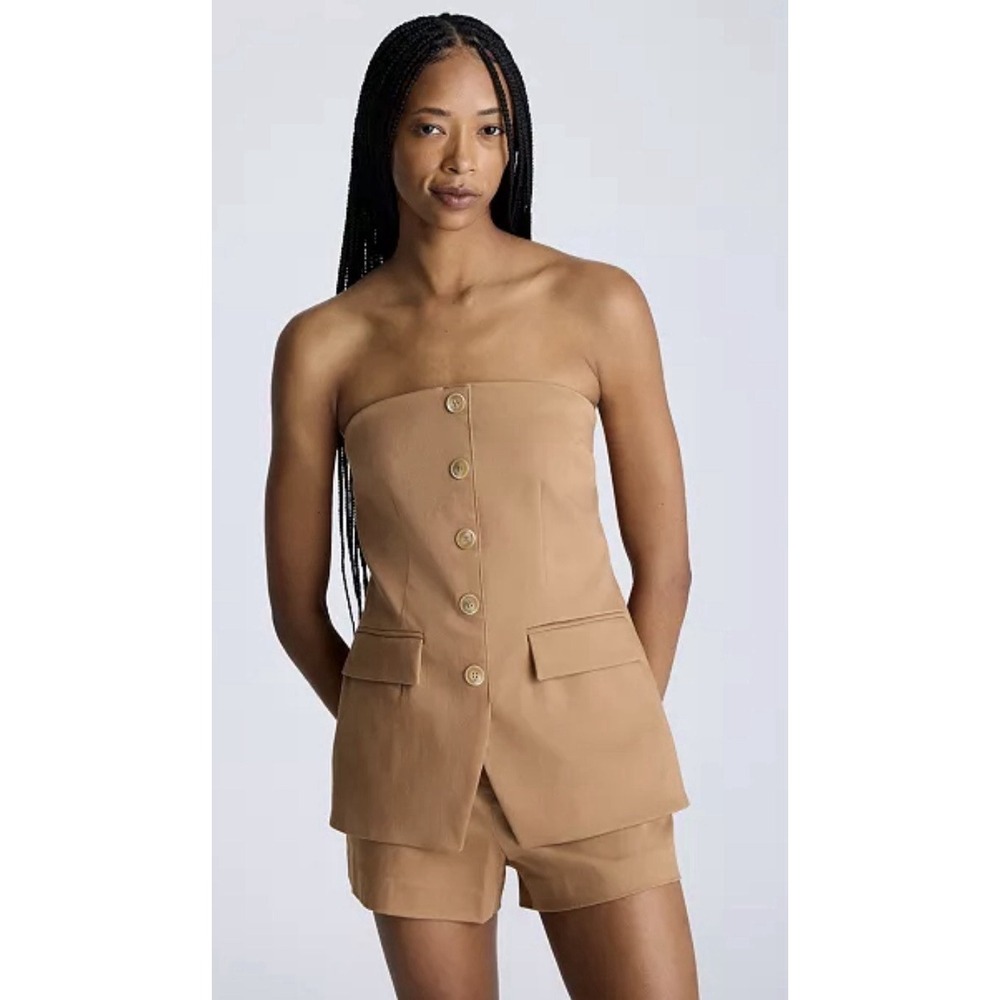 Kenneth Cole Women's Strapless Vest Bustier Size Medium Tan